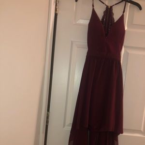 Burgundy high-low dress